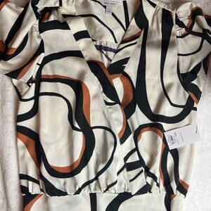 Nine West Printed Short Sleeve Blouse